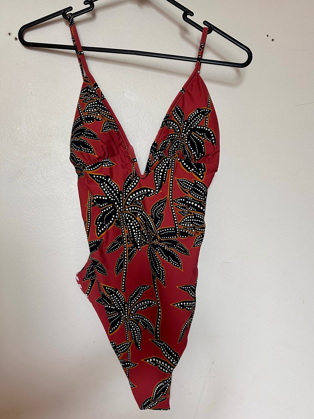 Maaji Reversible One-Piece Swimsuit Large L Rust Orange Zebra Palm Print, NWOT